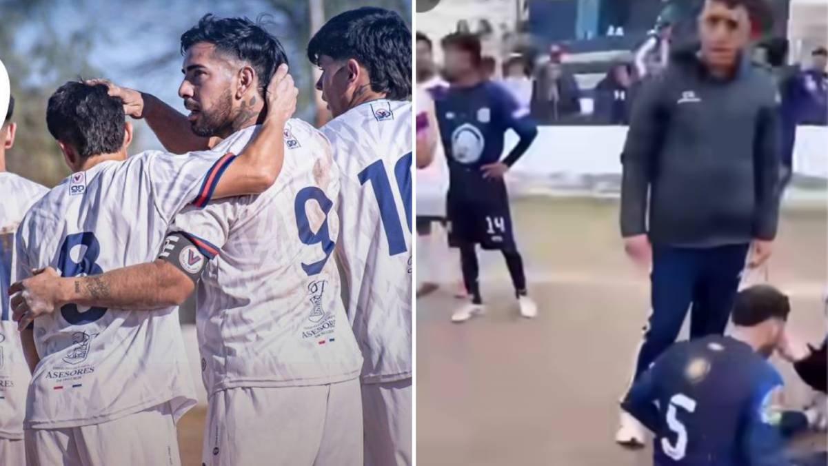 Festejo de Cicles Lavalle y asistencia médica a un futbolista de Municipal Godoy Cruz tras los incidentes en la Liga Mendocina de Fútbol.